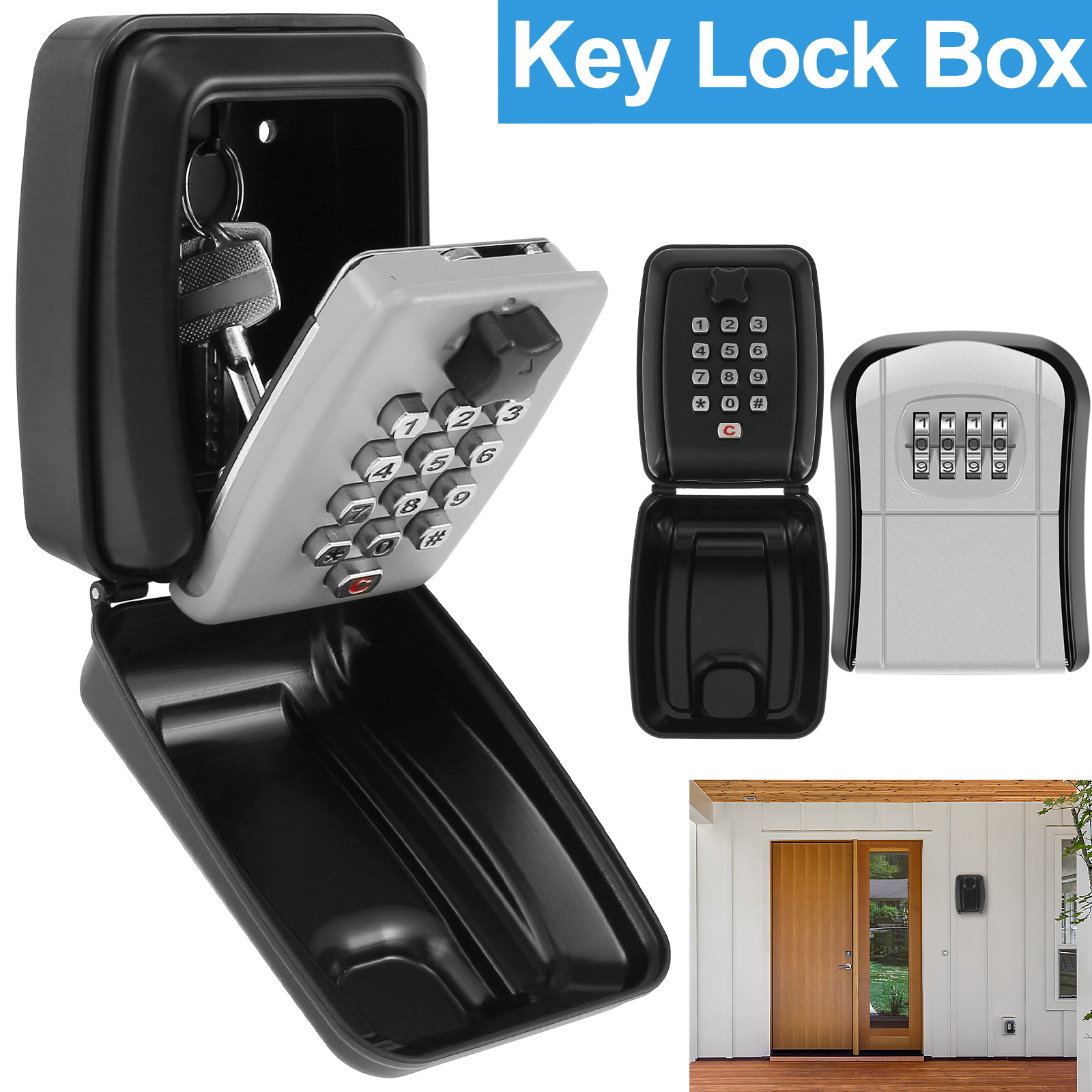 Home Security Key Box - Key Lock Box Wall-Mount Secret Code