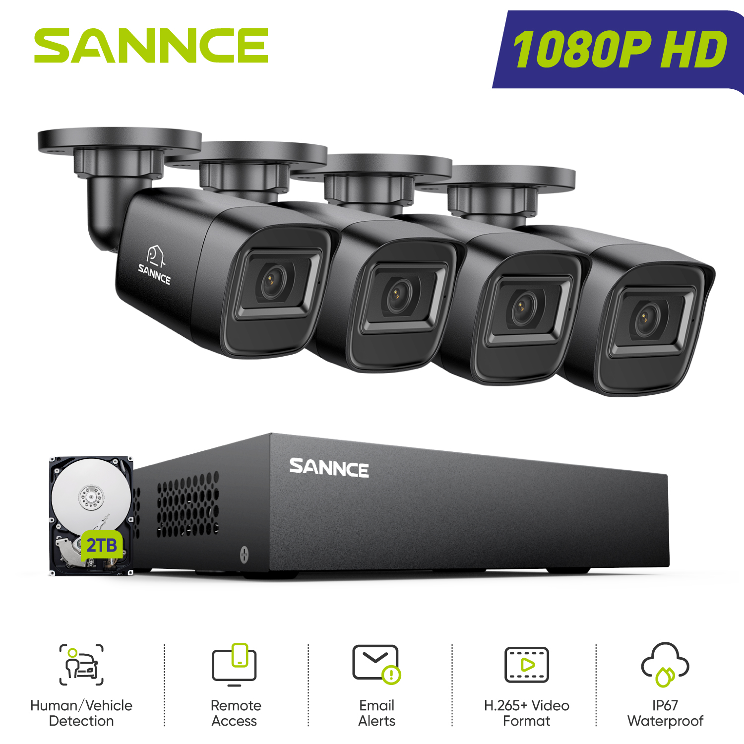 Home Security Monitor - SANNCE 1080P Security Camera System 8CH