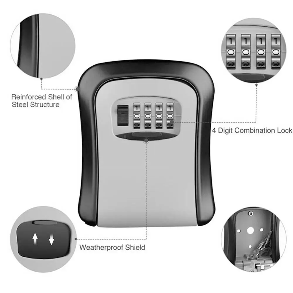 Wall Mount Key Lock Box 4 Digi - Home Security Key Box 评论和价格