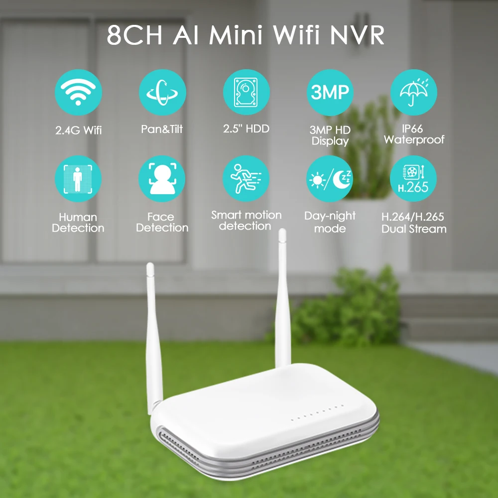 WiFi NVR 8CH / 4CH 6MP H.265 O - Home Security With Ai 评论和价格