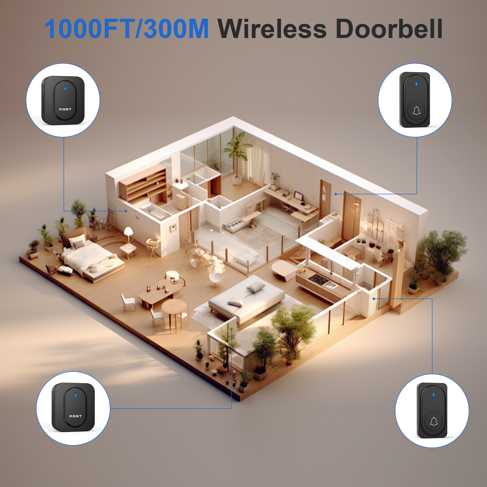 PGST Wireless Doorbell 36 Chim - Home Security Lights 评论和价格
