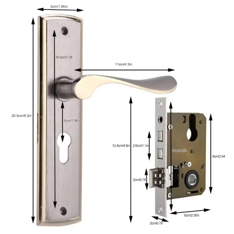 Gold Door Handle Lock Silent H - Home Security Brand 评论和价格