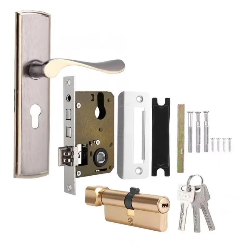 Gold Door Handle Lock Silent H - Home Security Brand 评论和价格