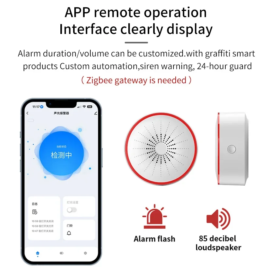 Tuya ZigBee Smart Siren 85DB W - Home Security Lights 评论和价格