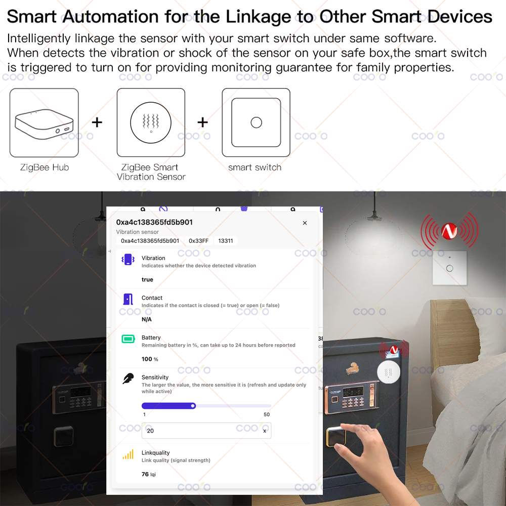 ZigBee 3.0 Vibration Sensor Re - Window Alarm Sensor 评论和价格