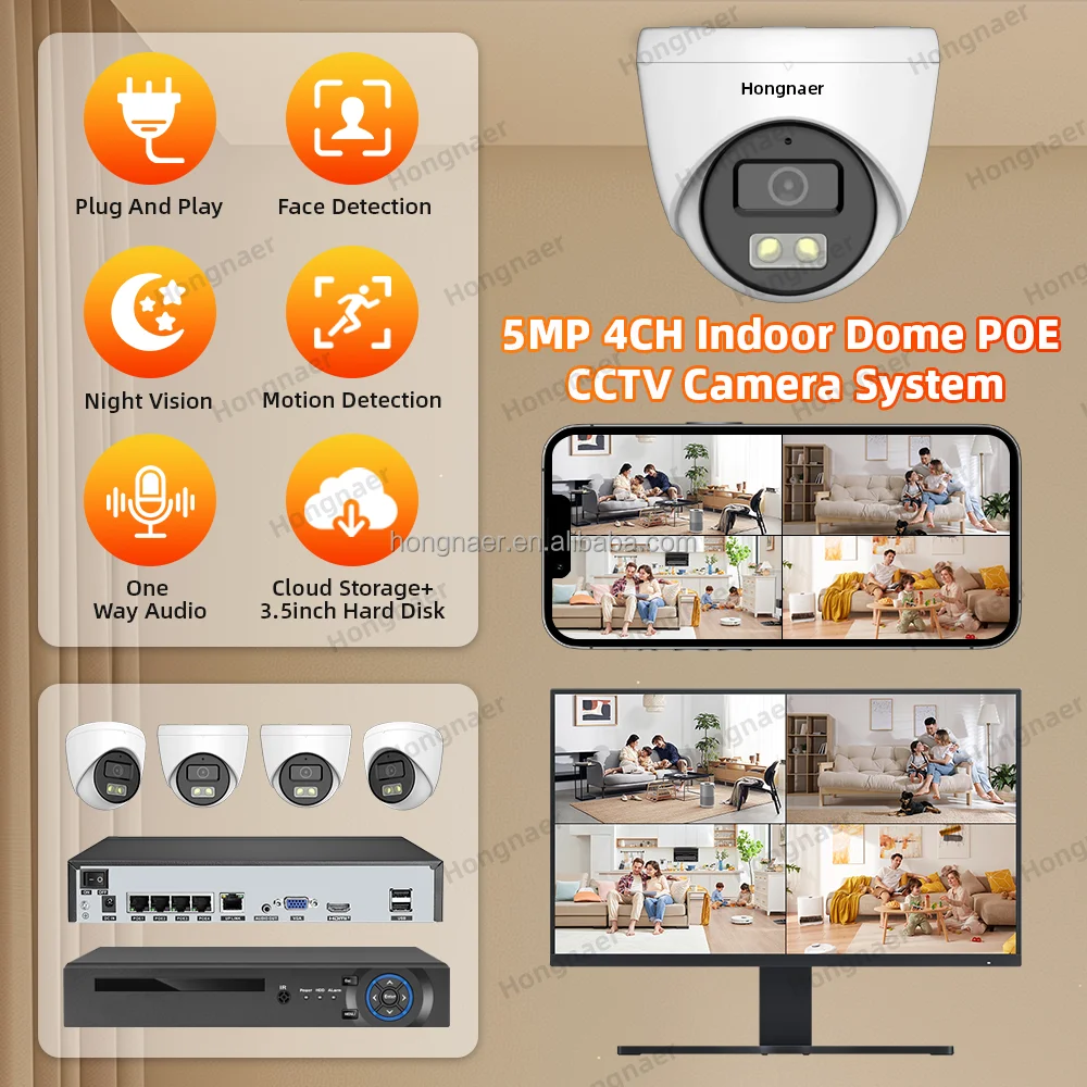2026 Hongnaer 4MP 5MP 8MP 4CH  - Home Security Indoor Cameras 评论和价格
