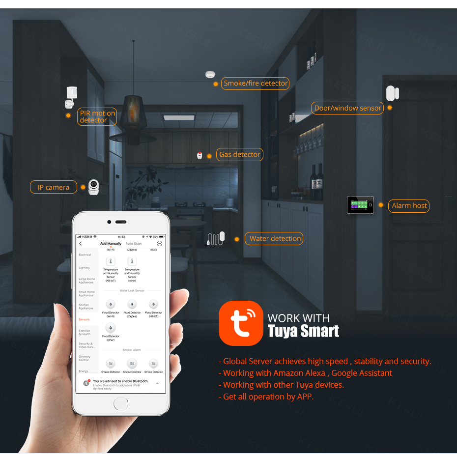 KERUI Smart  WiFi Water Sensor - Home Security With Ai 评论和价格