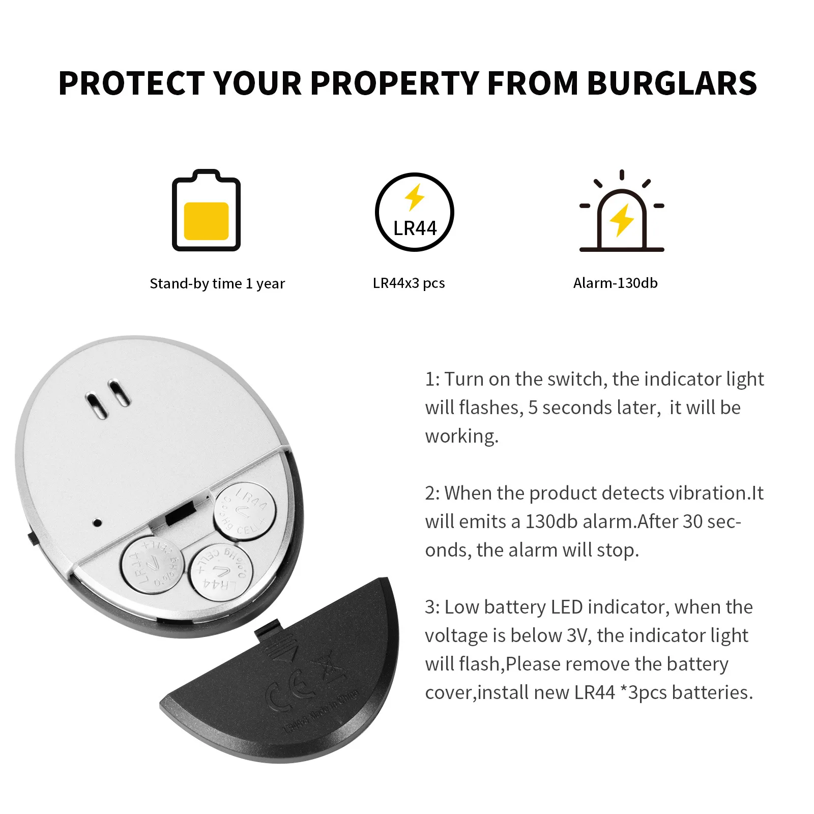 Travel Vibration Door Window A - Window Alarm Sensor 评论和价格