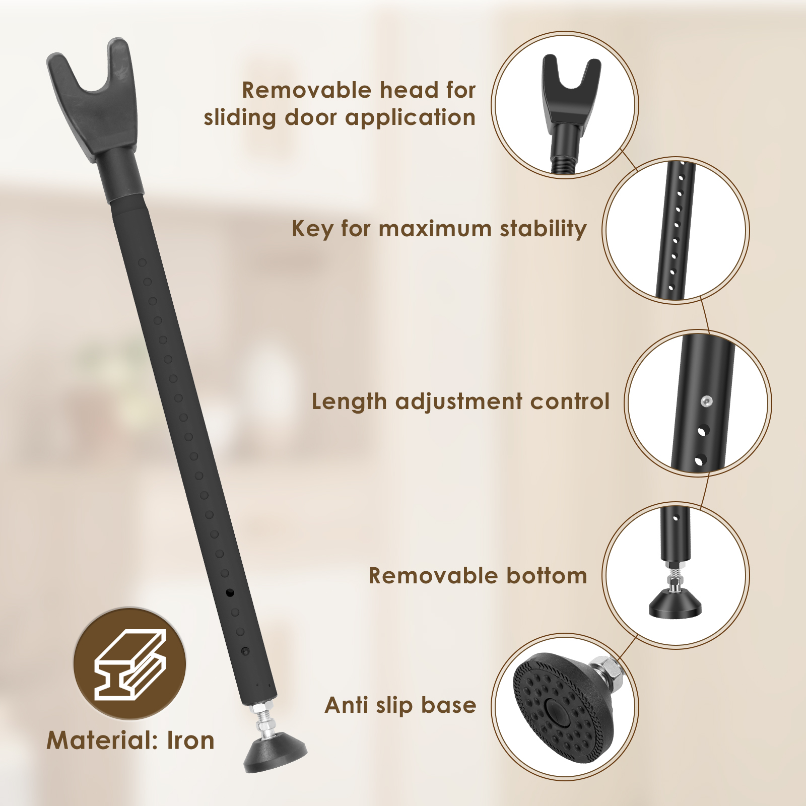 Sliding Door Lock Bar 44-55 In - Home Security Door Reinforcement Lock 评论和价格